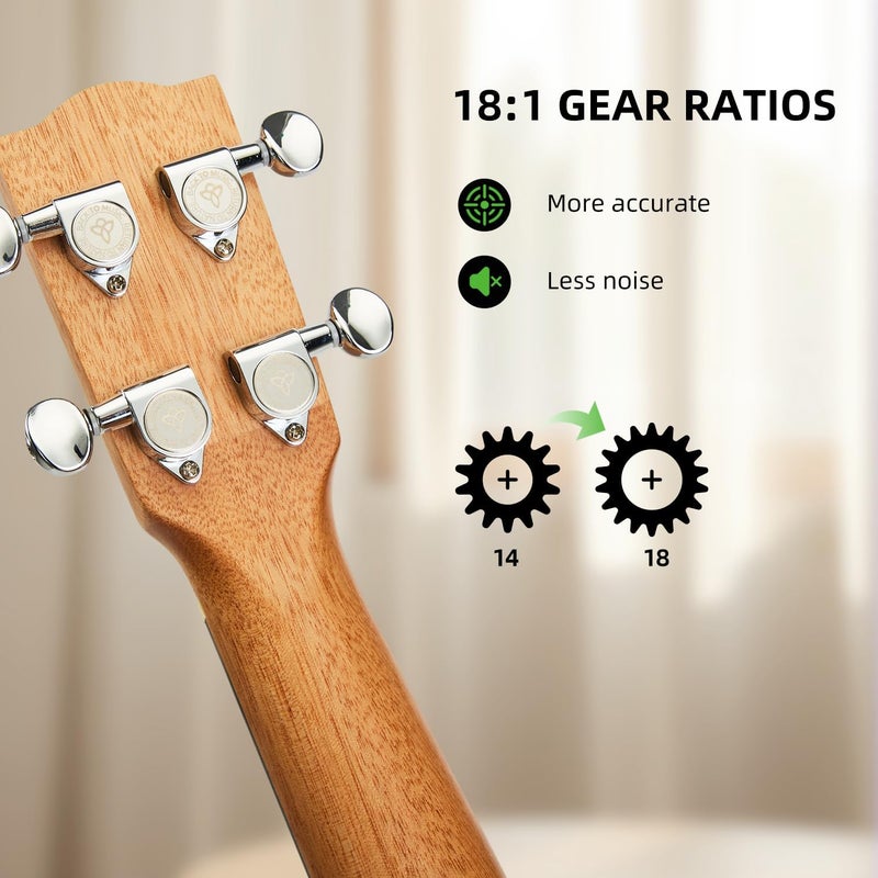 TOM 17 Inch Solid Mahogany Mini Ukulele – Professional Travel-Friendly Ukelele for Beginners, Kids & Adults, Beginner Kit with Free Online Lessons, Includes Gig Bag, Capo & Picks (AM3-Mini) - Image 2